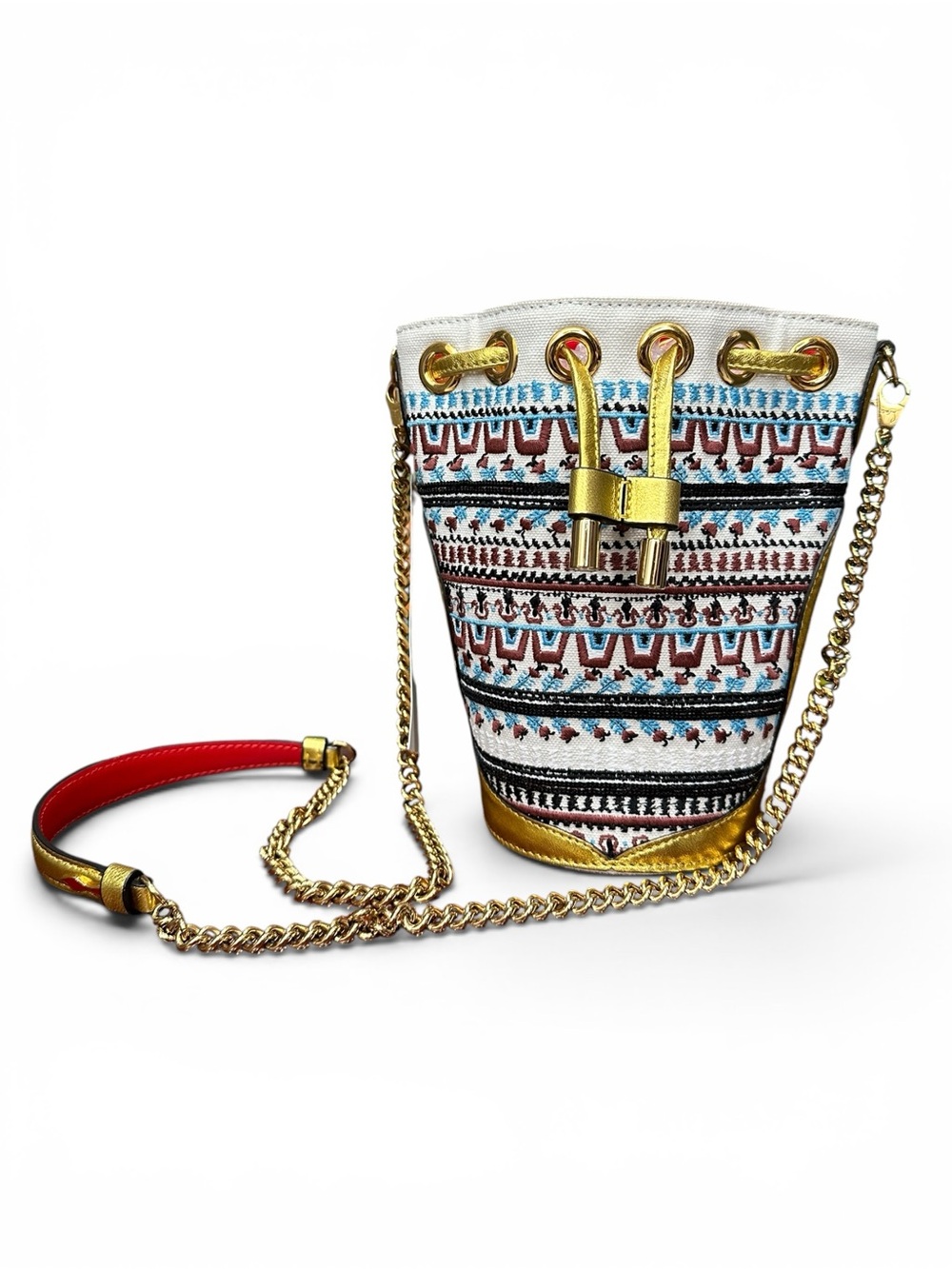 Christian Louboutin Loubiphore Brod Loubi Frise Mini Bucket Bag NWT